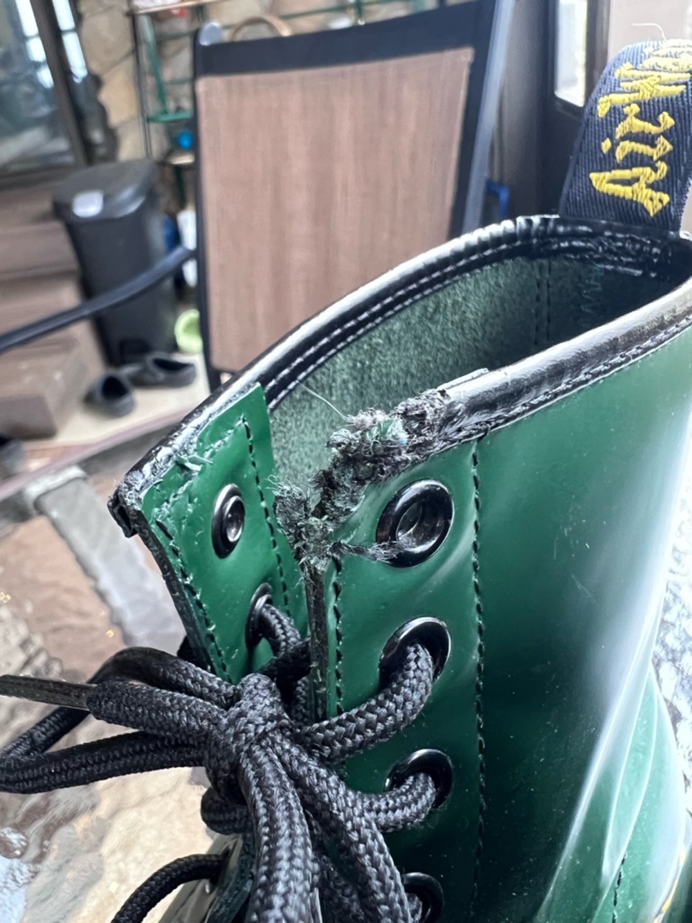 Dr. Martens Leather Lace-up Boot - Green with Yellow Stitching - Picture 13 of 14